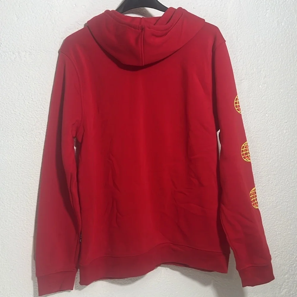 Brooklyn cloth - Trippy Red Hoodie with Yellow Graphics - Picture 5 of 5